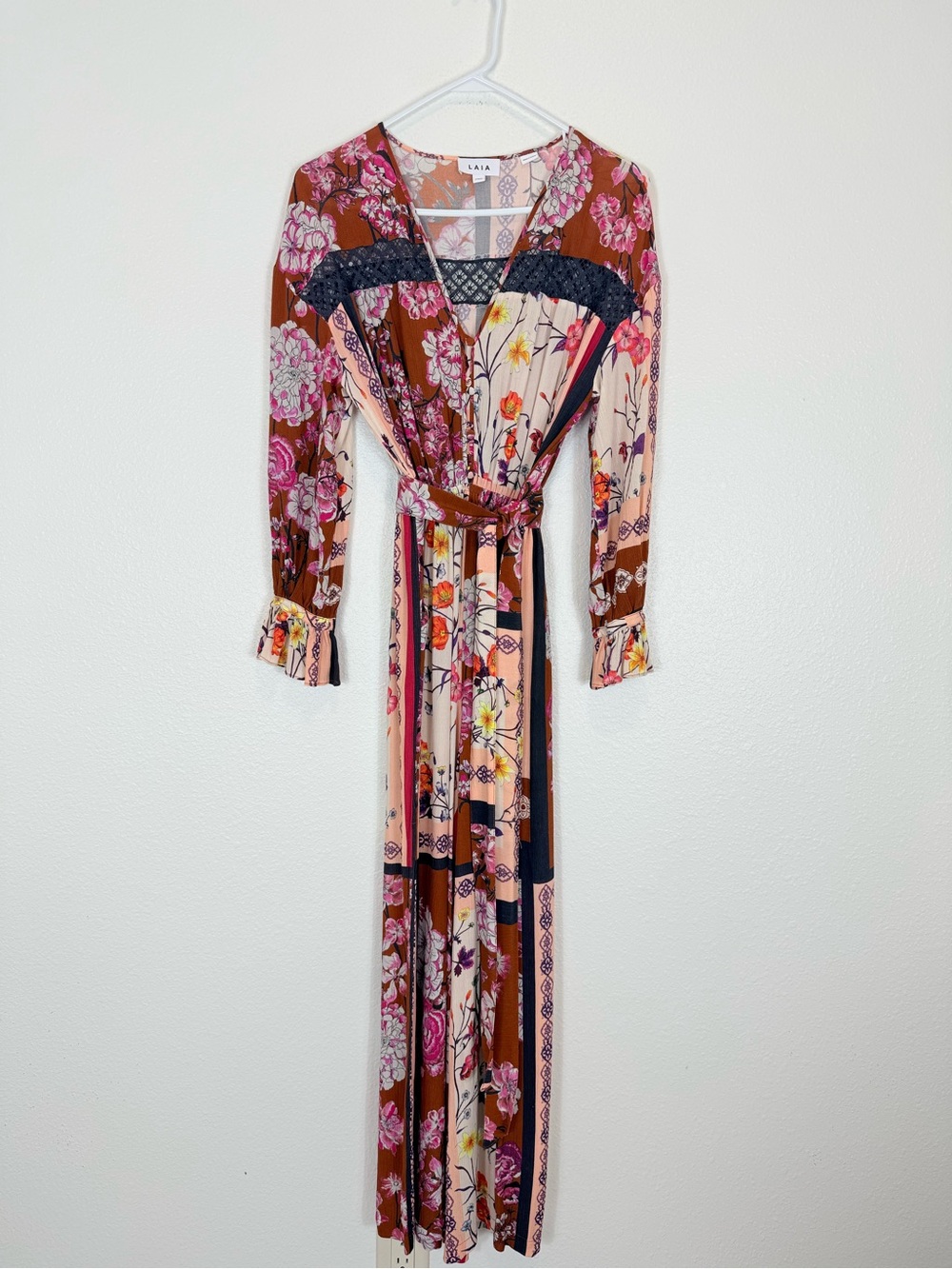Anthropologie LAIA Claire Patchwork Wide Leg Jumpsuit Festival Boho